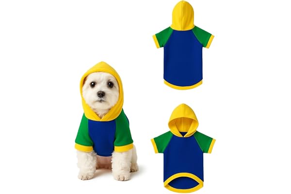 Furrieszz Multi-Color Dog Hoodie Soft & Cozy Winter Wear for Pets, Fits Pomeranian, Shih Tzu, Lhasa Apso Puppy, Maltese (Size: 10" Back, 45 50cm Chest Adjustable)