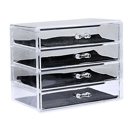 MJARTORIA Organizer Acryl Kosmetik Make Up Aufbewahrung Ordnungsständer Schubladenbox 4 Sortierkasten