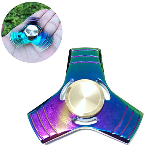 Fidget Spinners, Zinc Alloy Made, EDC Hand Spinners, Table Top Design Killing Boredom (Rainbow-Tri-ZincAlloy)