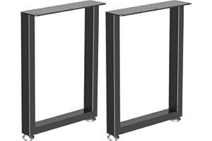 GUOHNHE Gambe per Tavolo in Acciaio, Set di 2 Industriale DIY per Base per Mobili, Può Sopportare un Carico di 500kg, Adatto per Panche, Tavolini da Caffè, Quadrato, Nero, 42.5 x 30 x 7 cm, SGK001B