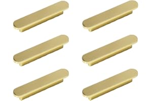 SYZOW 6pcs poignées Laiton Brossé Poignee de Meuble Cuisine Or -poignées de placard Poignée de Meuble en Laiton Brossé Entraxe 64mm