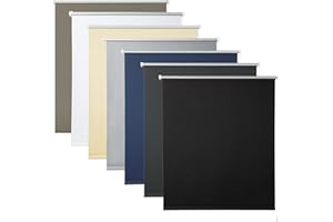 WOLTU Store Occultant sans Perçage, Rideau Opaque avec Revêtement d'argent, Store Enrouleur Thermique Isolant, Protection de Vie Privée & Protection Soleil, pour Fenêtre ou Porte, 80x160 cm, Noir