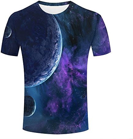 xijia shop Mens Womens T Shirt 3D Printed Graphic Shirt Purple Nebula Starry Abstract Short Sleeve Shirts Summer Casual Tops Tees XXL