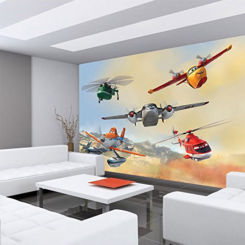 Vlies Fototapete 300×210 cm PREMIUM PLUS Wand Foto Tapete Wand Bild Vliestapete – Disney Tapete Disney – Planes – Dusty Crophopper Blade Kindertapete Cartoon Flugzeuge orange – no. 427 - 6
