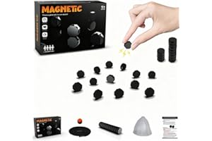 Gesellschaftsspiele Magnetspiel, Magnetisches Schachspiel, Tisch Magnetspiel, Tragbares Puzzle Checkers Spiel-Reisen Schach Magnetisch, 20PCS Magnetsteine Spiel Tischspiele (Schwarz)