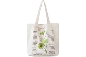 Eozighi Tote Bag Cremallera Bolsas De Tela PatróN De Manzanilla Retro Bolso De Lona De Un Hombro Con Bolsillo Interior Y Cremallera Para El Colegio Compras Trabajo Viajes Uso Diario 42x36 CM