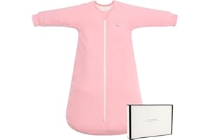 LILBESTIE 2.5 Tog Baby Sleeping Bag with Arms Long Sleeves Toddler Sleep Sack 0-6 6-12 12-24 Months - Winter Cotton Sleep Suit Bag Wearable Blanket with Two-way Zipper Pink