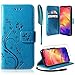 Produktbild AROYI Lederhülle Huawei Honor 20i Flip Hülle+ HD Schutzfolie, Huawei Honor 20i Wallet Case Schmetterling Blumen Handyhülle PU Leder Tasche Case Kartensteckplätzen Schutzhülle für Huawei Honor 20i