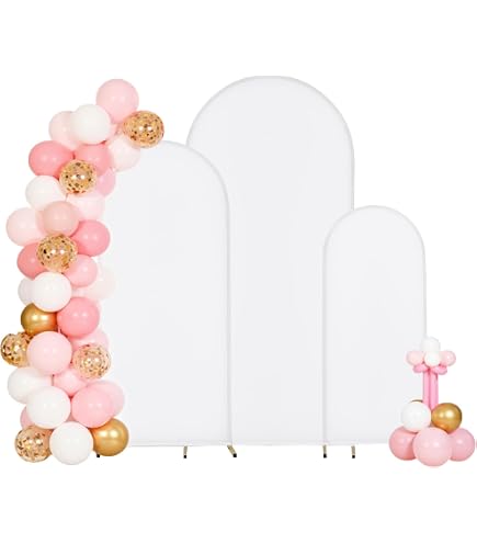 Wokceer Set di 3 coperture per archi nuziali (2,7 m, 1,8 m, 1,8 m) in spandex con angoli per archi rotondi Chiara, per feste di compleanno, cerimonie, banchetti, decorazione beige