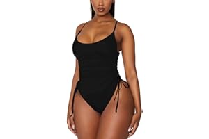 RPAEOY Costume Intero Donna Sexy Ruched Coulisse Costume da Bagno Controllo Addominale Bikini Push Up Imbottito Reggiseno Curvy Beachwear Swimwear Swimsuit