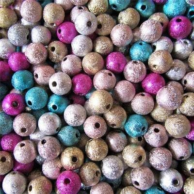 50 Acrylic Beads 8mm Stardust Metallic Effect Colour Mix