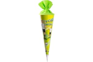 goldbuch 93578 rożek dla rodzeństwa z motywem piłki nożnej, rożek na słodycze 35 cm, rożek szkolny z lakierowanego kartonu, opakowanie na prezent na wiele okazji, rożek dla rodzeństwa do szkoły