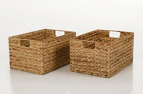VIVANNO 2er Set Regalkorb aus Wasserhyazinthe „Lanta“, 36 cm, Natur - 3