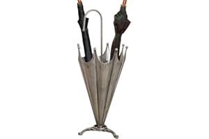 Dibor Silver Umbrella Stand Free-Standing Metal Brolly Holder Hallway Rack