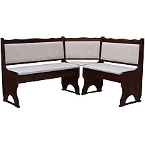 Panca Angolare In Legno Di Pino - Con Imbottitura In Ecopelle Marrone, 100x120 Cm