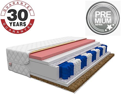 FDM MATTRESS ANTI ALLERGY 7 ZONES 80x200 90x200 120x200 140x200 PREMIUM DOUBLE MATTRESSES VISCO MEMORY FOAM POCKET SPRUNG SPRINGS COCONUT H2 H3 25 CM (80x200, White)