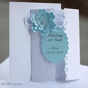8 Einladungskarten Einladung Taufeinladung Baby Taufe Blume Handarbeit binnbonn