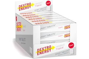 ‎DEXTRO ENERGY Dextro Energy - Sport Tablets – Tropical Flavour - mit Zusatz von Magnesium und Vitamin B1, B6, C - Traubenzucker für dein Workout, 24er Pack