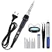 Produktbild Lötkolben Set,TOPELEK 10-in-1 Lötkolben 60W Soldering Iron Set einstellbare Temperatur 220- 480°C, Lötset schnelle Aufheizung Lötstation mit 5pcs Lötkolben Spitzen, Lötkolbenständer ,Entlötpumpe, Pinzette und Lötzinn zum Brandmalerei im Holz und verschiedenen elektronischen Reparaturen.