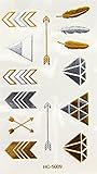 Super Metallic Gold Silver Black Jewelry Temporary Bling Tattoo Wing Tatoo 1 Sheet Pack
