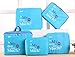 [Official Shop] BXT Travel Essential Bags-in-Bag,Travel Storage Suitcase Tidy Laundry Mesh Bag Clothes Pack Organiser Set of 5- Blue