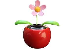 ZHOUBAA ZHOUBA Funny Solar Power Dancing Car Decor Solar Powered Dancing Swinging Animated Flower Toy Car Styling Home Decoration - Red