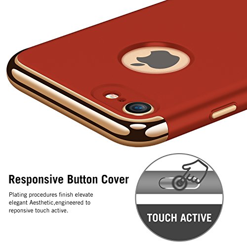 Ranvoo Funda iPhone 7  3 en 1 Anti-Scratch Anti-Huella Dactilar a Prueba de Choque Marco Electroplate con Superficie Antideslizante Cubierta Excelente Agarre el Caso para el iPhone 7   Logo out 
