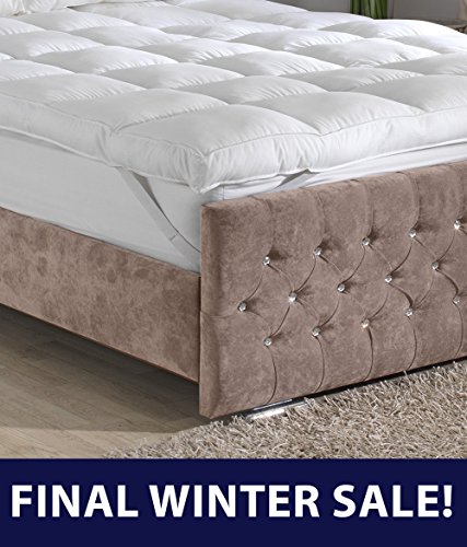 Slight Second 4ft 6 DOUBLE SIZE 10 cm Thick (4 inches) Mattress Topper Luxury Cotton Cover Hollowfibre Filled - Lancashire bedding by Lancashire Bedding