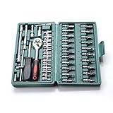 MXECO 46 pièces/ensemble clé à cliquet en acier au carbone clé à douille tournevis outil combiné outil de réparation de voiture domestique (argent (boîte verte))