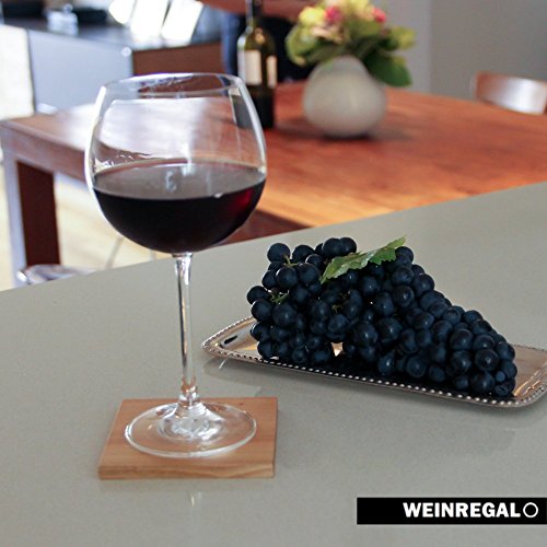 WEINREGALO Untersetzer Kirsche | 10 x 10cm für Gläser aus Holz – 6er Set – Glasuntersetzer für Tisch und Bar - 3