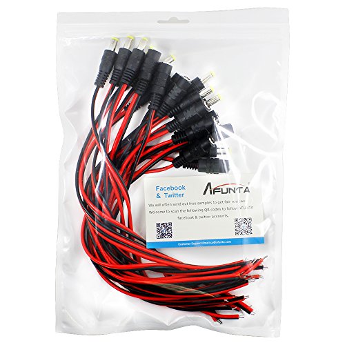 AFUNTA neue 10pack 10-Zoll (30 cm), 2,1 x 5,5 mm DC-Netz Zopf Weibliche + 2,1 x 5,5 mm DC-Netz Pigtail MALE - 7