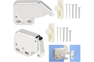 FIGFYOU Spring Catch Pack of 2 Mini Door Lock Latch ABS Push Lock Cabinet Spring Catch with Automatic Spring Lock for Opening Windows, Shed, Gate, Cabinet Doors