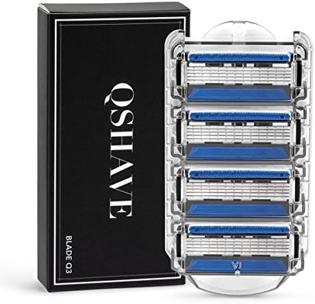 QSHAVE Man's Razor Blade Refill Cartridges with Trimmer Blade (4PCS)