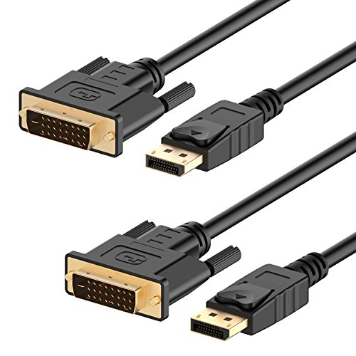 DP auf DVI, Rankie 2-Pack 1.8m Gold Plattiert DisplayPort DP zu DVI Kabel (Schwarz) - R1109E