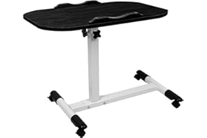 HaodaCulture Mesa de Cama móvil con Ruedas, Altura Regulable, Mesa de Aseo con Ruedas, Tablero de Fibra de Densidad Media, Mesa de café inclinable para Camas de enfermería 60 x 40 x 61–95 cm