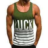 TIFIY Tank Top Herren, Männer Sommer Ärmelloses Slim Brief gedruckt Bluse ärmelloses T Shirt Fitness Achselshirts Unterhemden Ausbildung Weste(Grün,EU 46/CN L)