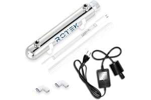 ROSMMEL Esterilizador UV Agua ROTEK 12W - Acero Inoxidable 304-226L/h - para Ósmosis, Acuarios y Agua Lluvia