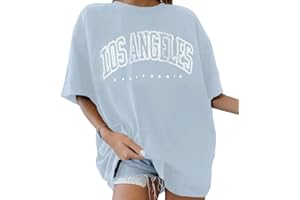 Tomwell T-Shirt Damen Oversized Mode Lose Rundhals Kurzarm Sommer Oberteile Vintage Drucken Bluse Streetwear Sport Oberteile Vintage Sweatshirt Teenager Mädchen Tunika Lang Tops