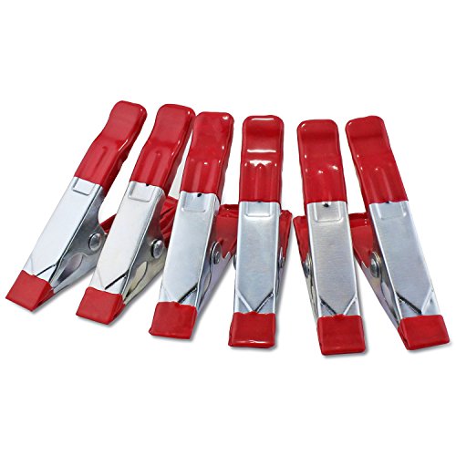 KEESIN 6 Stücke 4Inch rote Gummi beschichtete Griffe Metallfeder Klemmen Griffhalter (6P-4inch) - 2