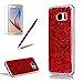 Produktbild Girlyard Silikon Glitzer Hülle für Samsung S7 Edge, Luxus Variable Farbe Pailletten Muster Shinning Case Weiche TPU Bling Backcover Ultra Dünn Flexibel Rubber Etui und Anti Rutsch Kratzfeste Schutzhülle für Samsung Galaxy S7 Edge - Rot