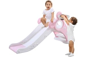 YOLEO Toboggan pour Enfants avec Panier de Basket, Jeu d'Extérieur et l'Intérieur pour Bébé, Maternelle, Stable, Sûr, Grand et Largeur 115x66x125cm (jusqu'à 25 kg)