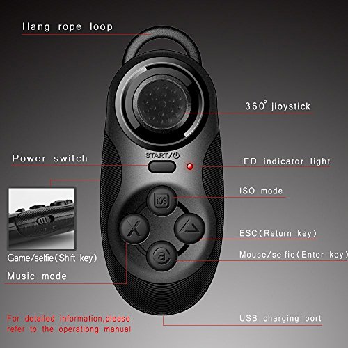 PTCM Mini Bluetooth senza fili regolatore del gioco per Smart Phone Gamepad Joystick per occhiali 3D VR, iPhone, Samsung, Tablet PC controller di gioco TV + cavo