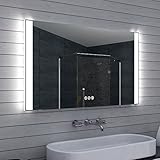 Design Badezimmerspiegel mit Dimmer, Warm und Kaltweis und Touchschalter 120 x 70 cm - 2