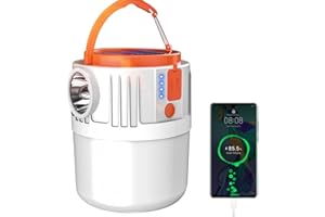 ANAMPION Linterna de Camping Solar Recargable USB 2400 mAh Luces Camping Pórtatil 6 Modos IP65 Impermeable Portátil Luz de Emergencia para Pesca Apagones Senderismo Emergencia