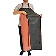 TonLing Thick Rubber Apron, 47.2 Inch x 33.5 Inch Waterproof Apron, Long Chemical Resistant Apron, Adjustable Work Aprons for DishWashing, Cleaning Fish, Gardening, Lab Work, er and Dog Grooming, Grey