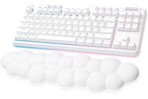 ‎LOGITECH G Logitech G Klawiatura bezprzewodowa 715 z oświetleniem LIGHTSYNC, LIGHTSPEED, przełącznikami dotykowymi (GX Brown) i podpórką pod nadgarstki, PC/Mac - biała