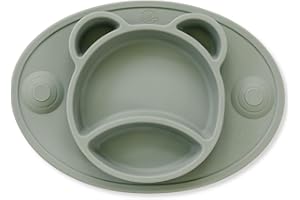 Bubba Bear® Baby Toddler Suction Placemat Plate Set | Stay Put Feeding Mat Plates for with Divider Sections for Weaning Babies | Non Slip Silicone Tray Cup Placemats for Kids | Easy for Travel