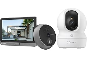 EZVIZ CP4 Mirilla Digital de Puerta con Pantalla Táctil a Color de 4.3'' y CP1 4MP Camara Vigiancia WiFi Interior, Bundle Paquete de 2 Productos