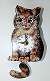  Engstler Quartz-Miniatur Qartz-Pendeluhr Katze 203 QP hanbemalt