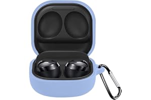 KZIOACSH Cover per Samsung Galaxy Buds Fe 2023/Galaxy Buds 2 PRO 2022/Galaxy Buds 2/Galaxy Buds Live/Galaxy Buds PRO, Silicone Morbido Anti-Perdita Custodia,Supporta Ricarica Wireless,Cielo Blu